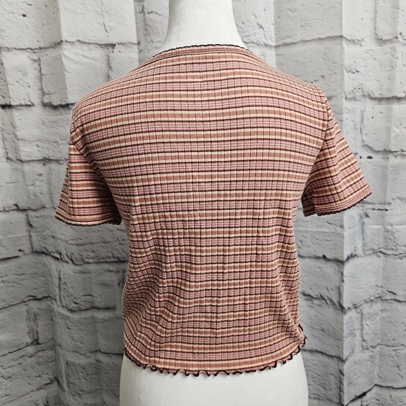 American Eagle Outfitters Pink Ribbed Crop T-Shirt - Picture 8 of 9